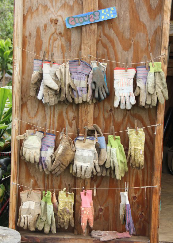 gloves hanging to dry